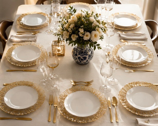 Golden Radiance Textured Glass Plate