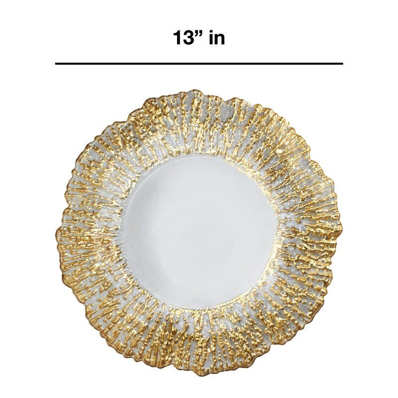 Golden Radiance Textured Glass Plate