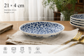 Blue & White Floral Porcelain Serving Bowl – 21 cm