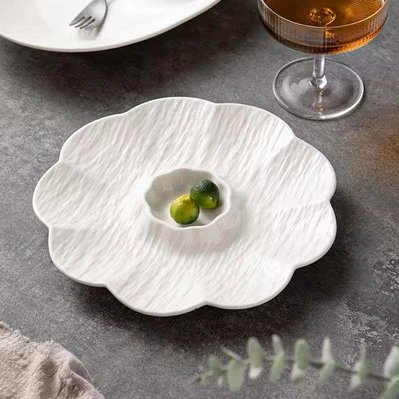 PETAL SERVE CERAMIC DUMPLING PLATTER