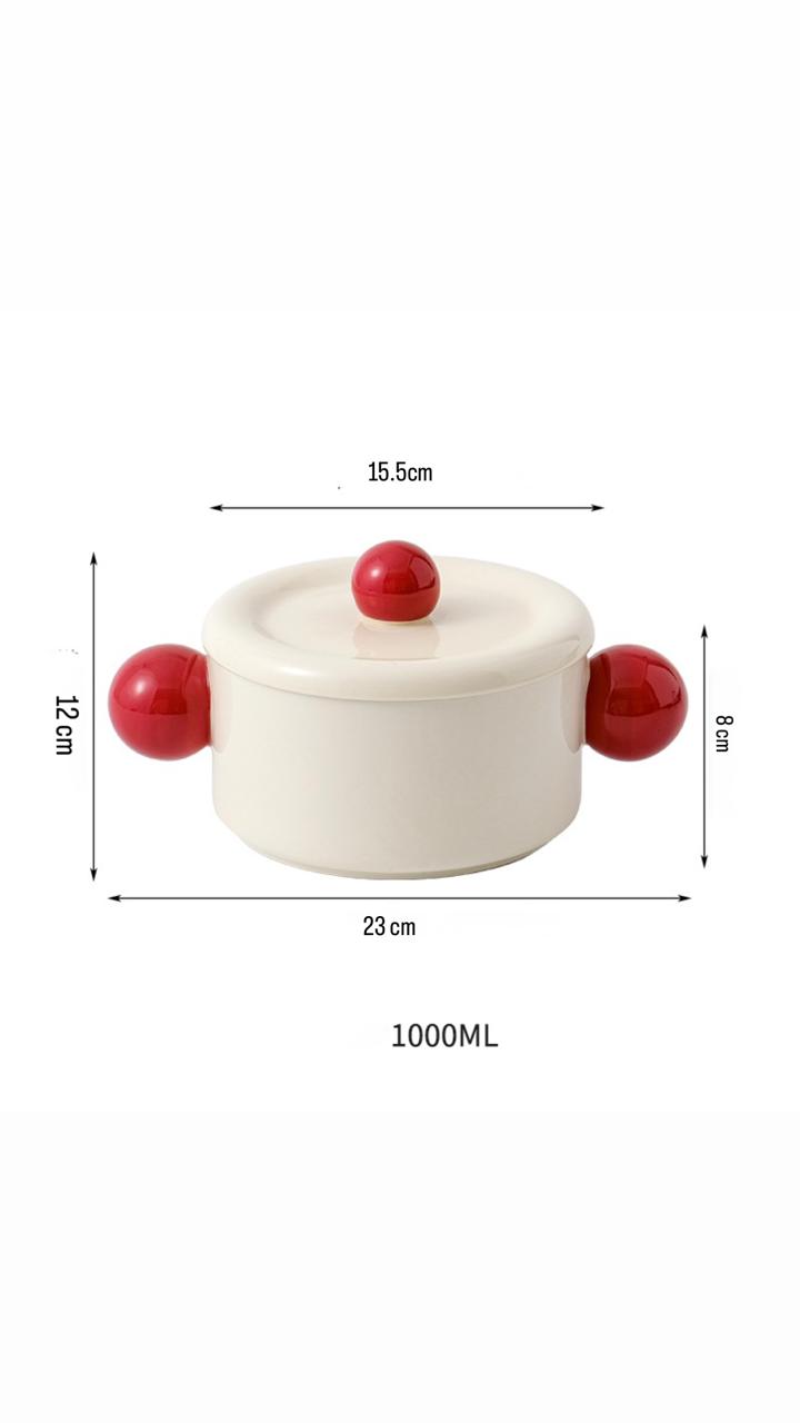 SphereKnob Ceramic Casserole with Lid – 1000 ml