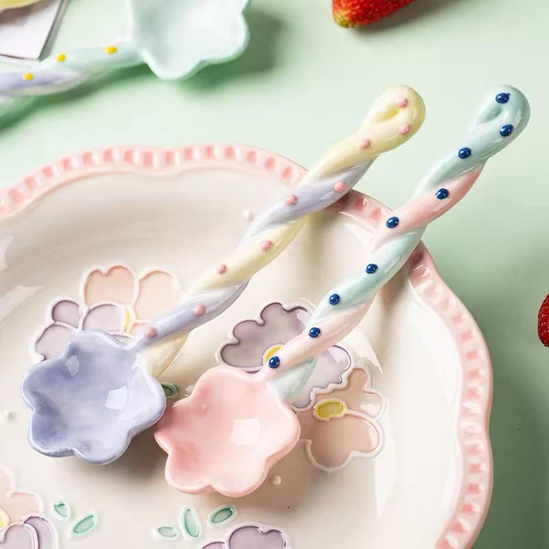 Whimsical Bloom Ceramic Spoons