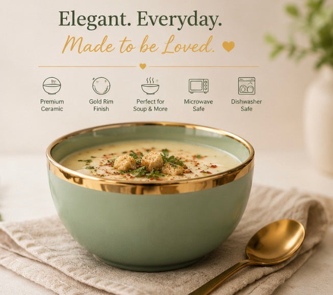 Gold Rim soup Bowl