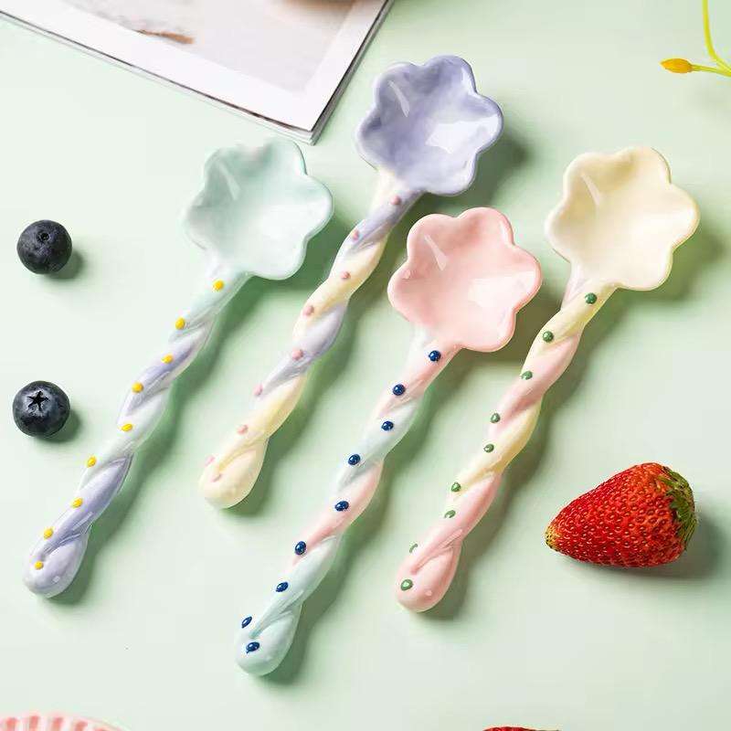 Whimsical Bloom Ceramic Spoons