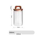Acacia Glass Storage Jar- Airtight Wooden Lid with Handle