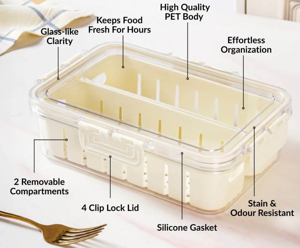 Dual Compartment Fridge Organizer
