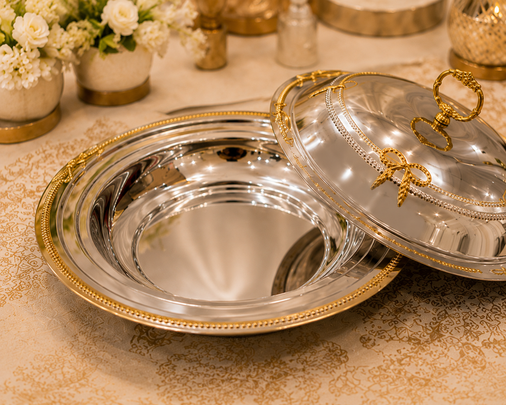 Regal Gold Rim Insulated Serving Casserole – Large