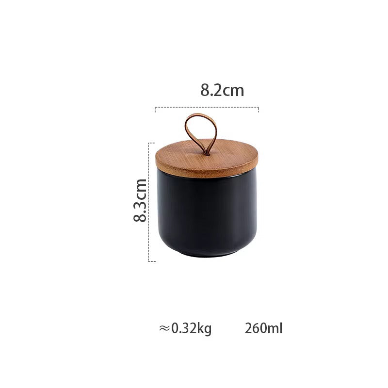 Acacia Lid Ceramic Canister Set (Set of 3)