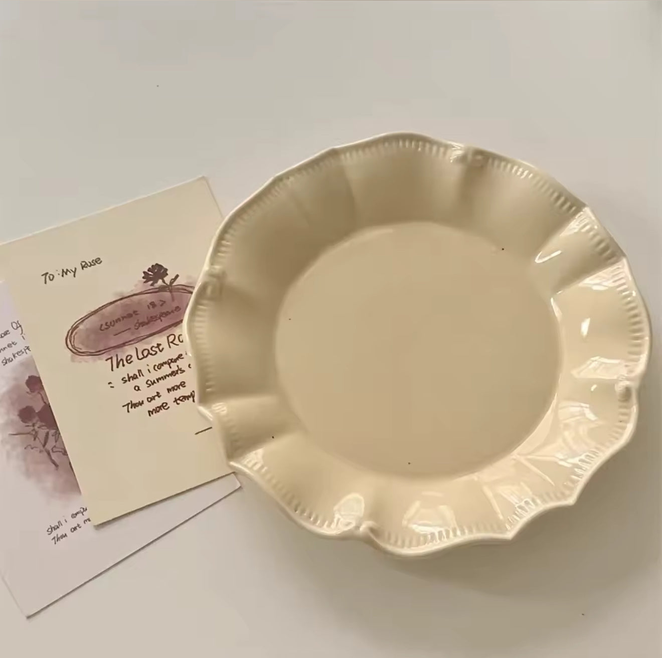 Classic Scalloped Buttery Yellow Porcelain Snack/ Dessert Plate