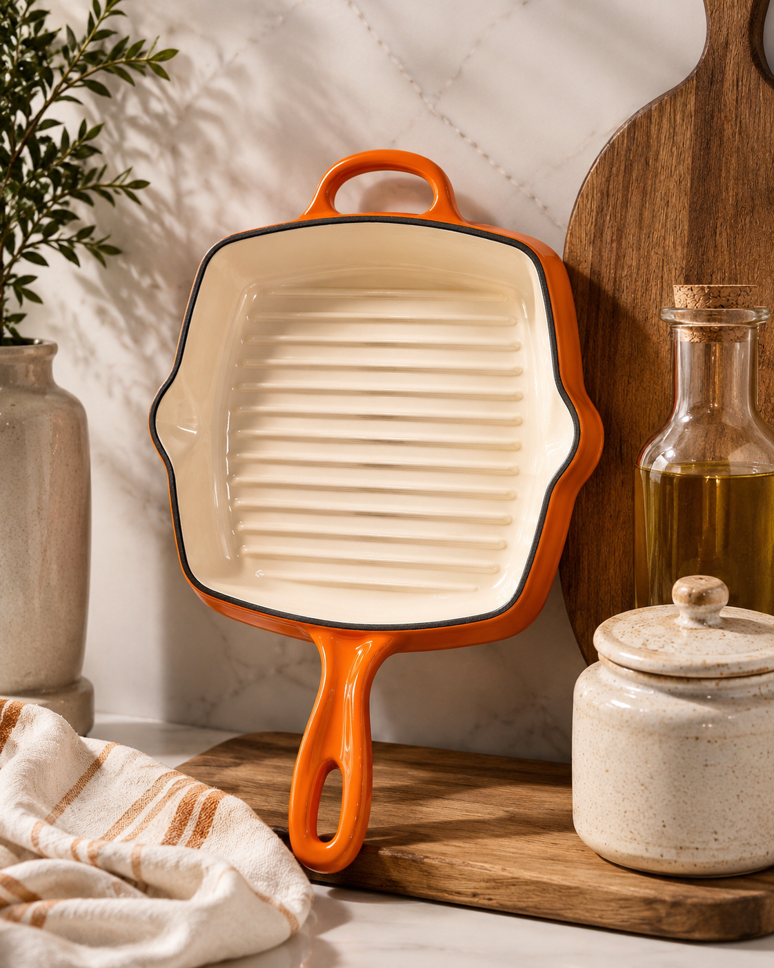 Enamel Coated Cast Iron Grill Pan – 25 cm