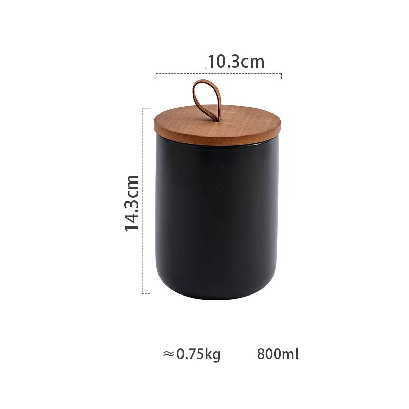 Acacia Lid Ceramic Canister Set (Set of 3)