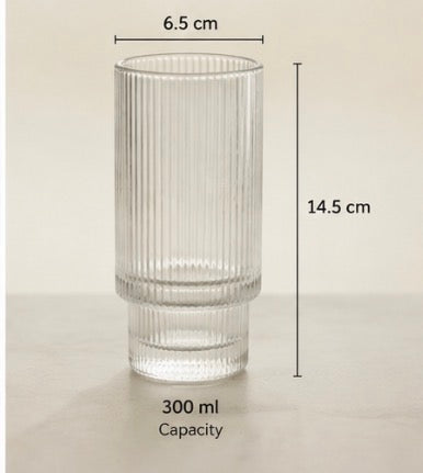 Ribbed Stackable 300ml Glasses – Set of 6