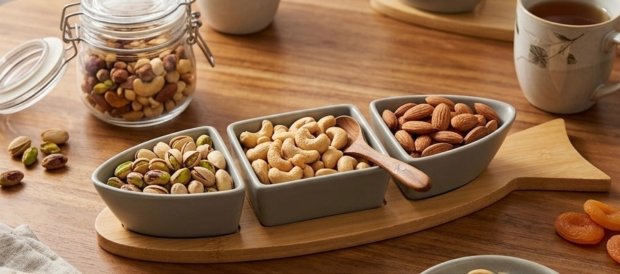 Fish-Shaped Ceramic & Bamboo Serving Set