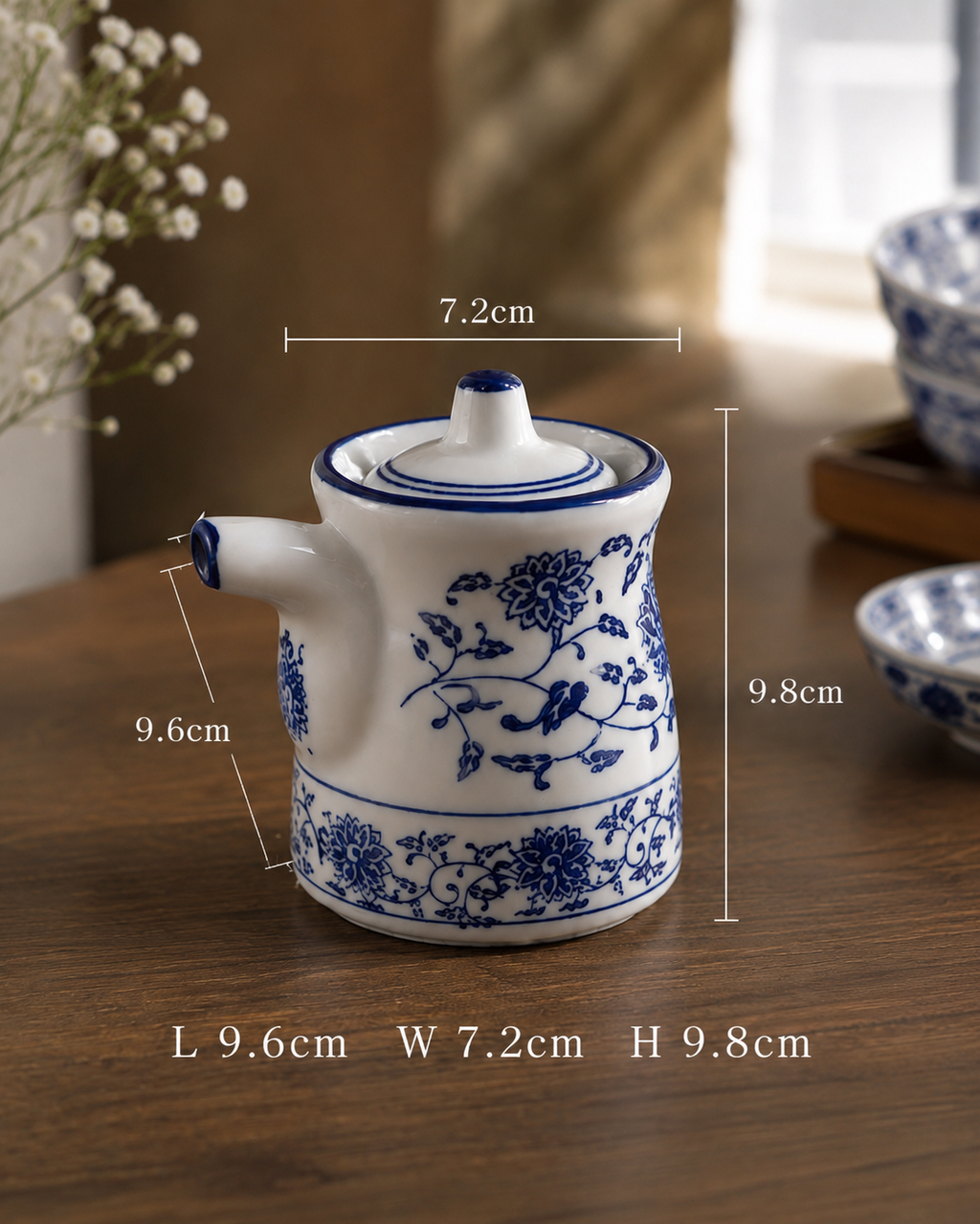 Azure Bloom Oil & Vinegar Pourer
