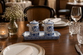 Azure Bloom Oil & Vinegar Pourer Set with Tray