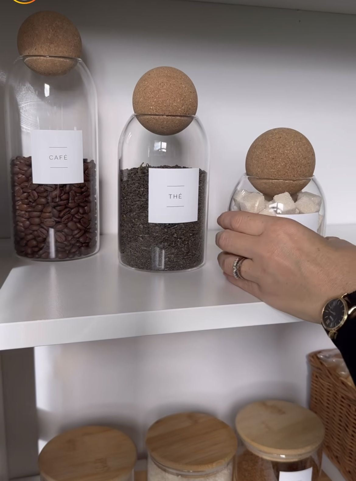 Set of 3 Glass Storage Jar with Airtight Cork Ball Lid