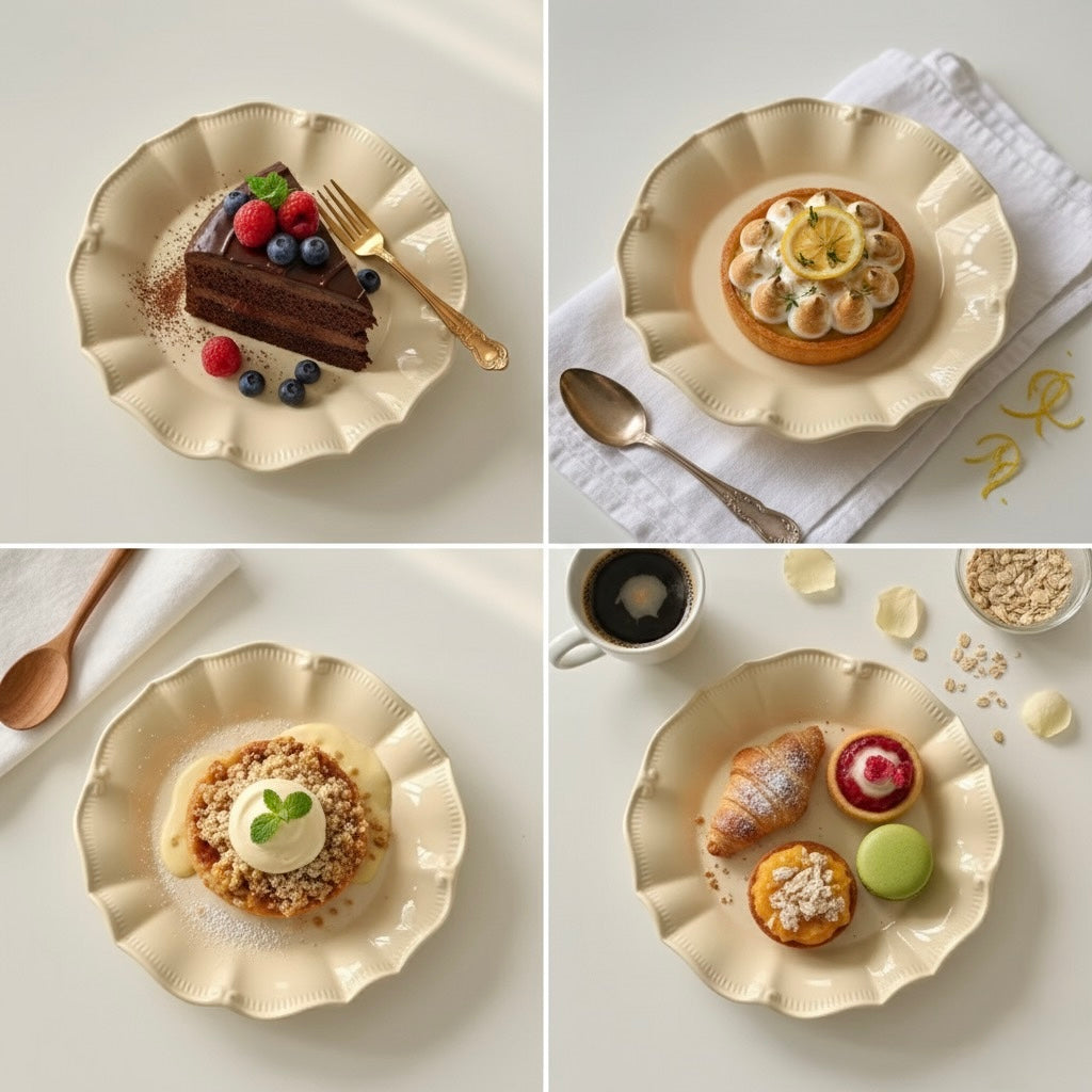 Classic Scalloped Buttery Yellow Porcelain Snack/ Dessert Plate