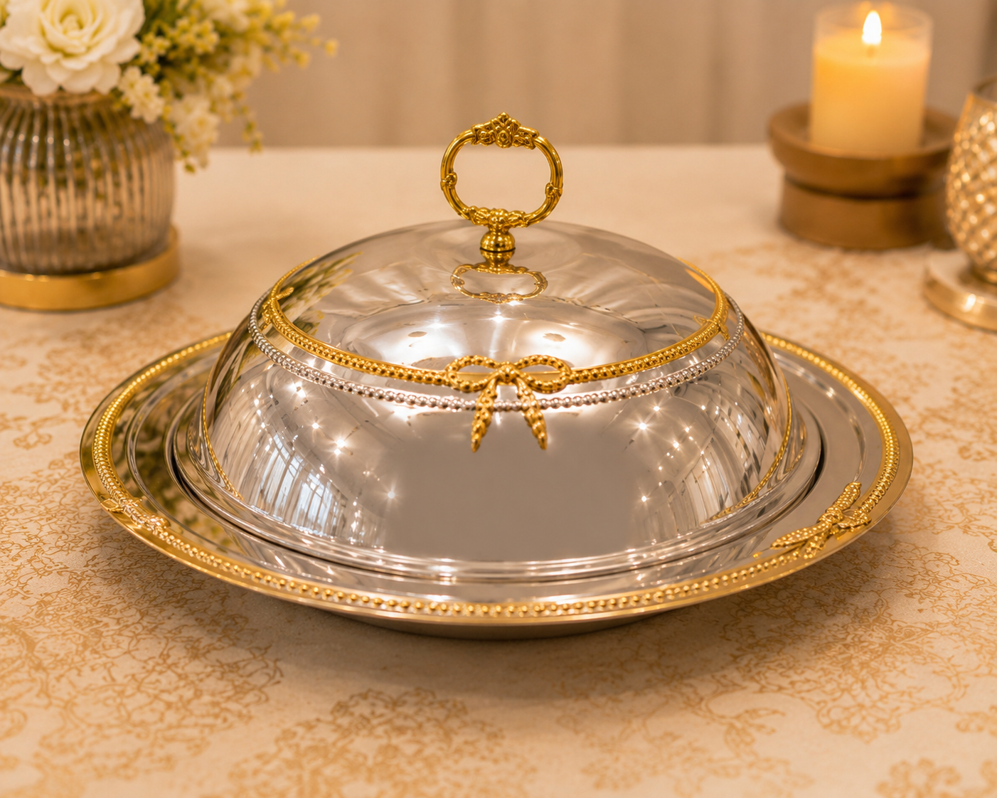 Regal Gold Rim Insulated Serving Casserole – Large