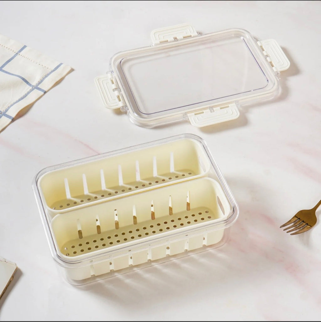 Dual Compartment Fridge Organizer