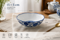Petal Rim Blue Floral Porcelain Bowl – 15 cm