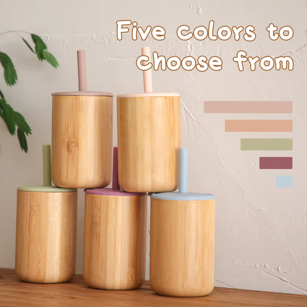 Eco Kids Bamboo Cup – With Soft Silicone Lid & Straw