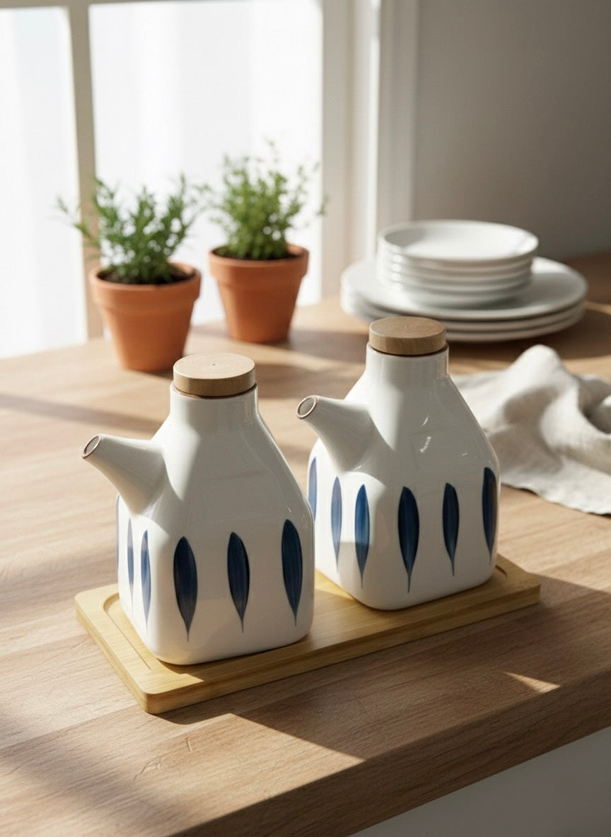 Set of 2  Oil Dispenser with Tray– 12.5 cm”