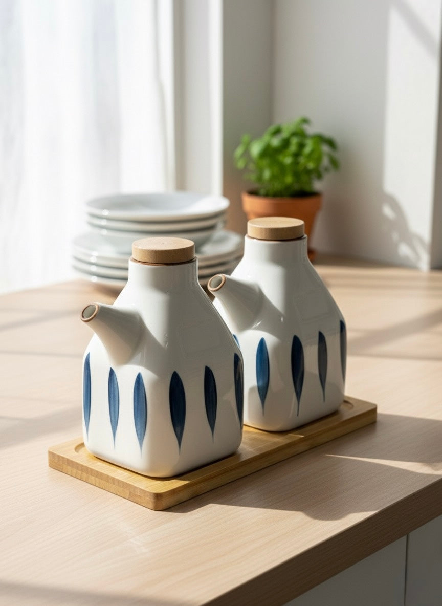 Set of 2  Oil Dispenser with Tray– 12.5 cm”