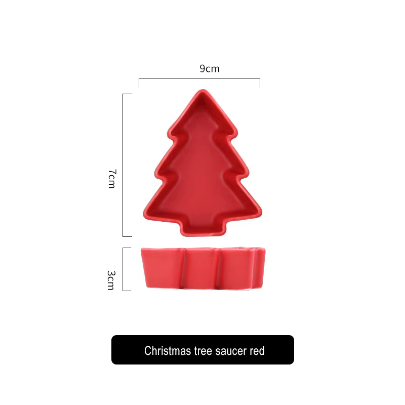 Tree-Shaped Ceramic Dip Bowl – Red or White