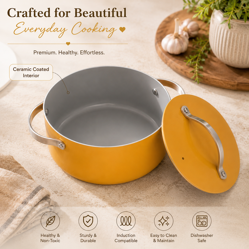 Zen Flame Ceramic Coated Dutch Oven (24 cm) Cookware