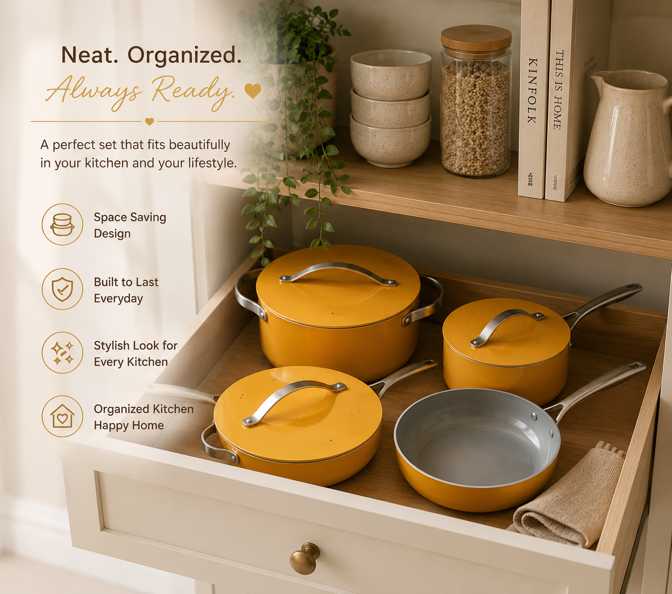 ZEN FLAME CERAMIC COATED HEALTHY COOKWARE SET OF 4 BY THE MACAU HOME