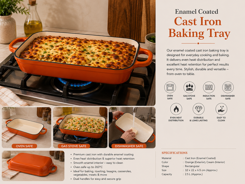 Enamel Coated Cast iron Baking tray