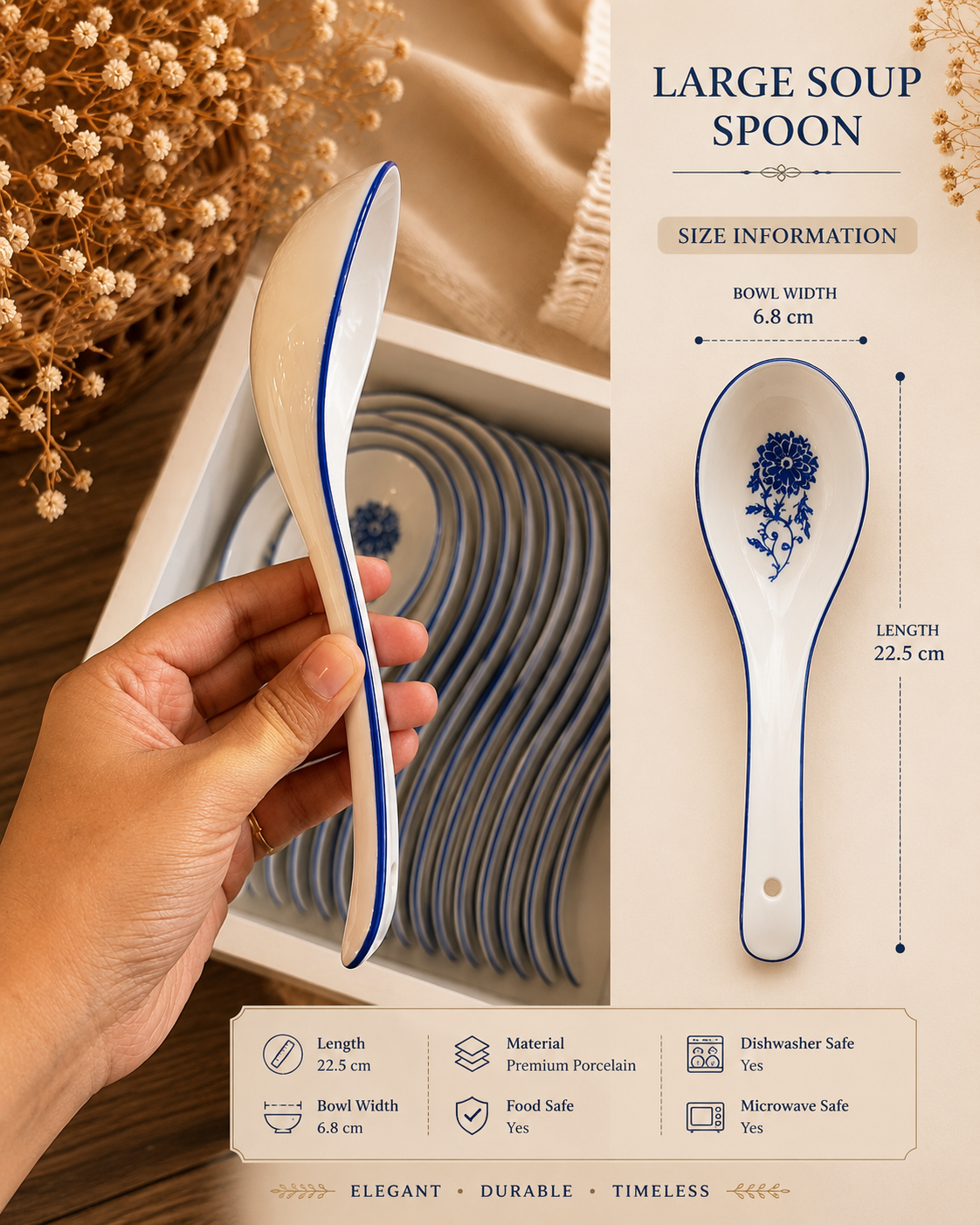Imperial Blue Porcelain Spoon