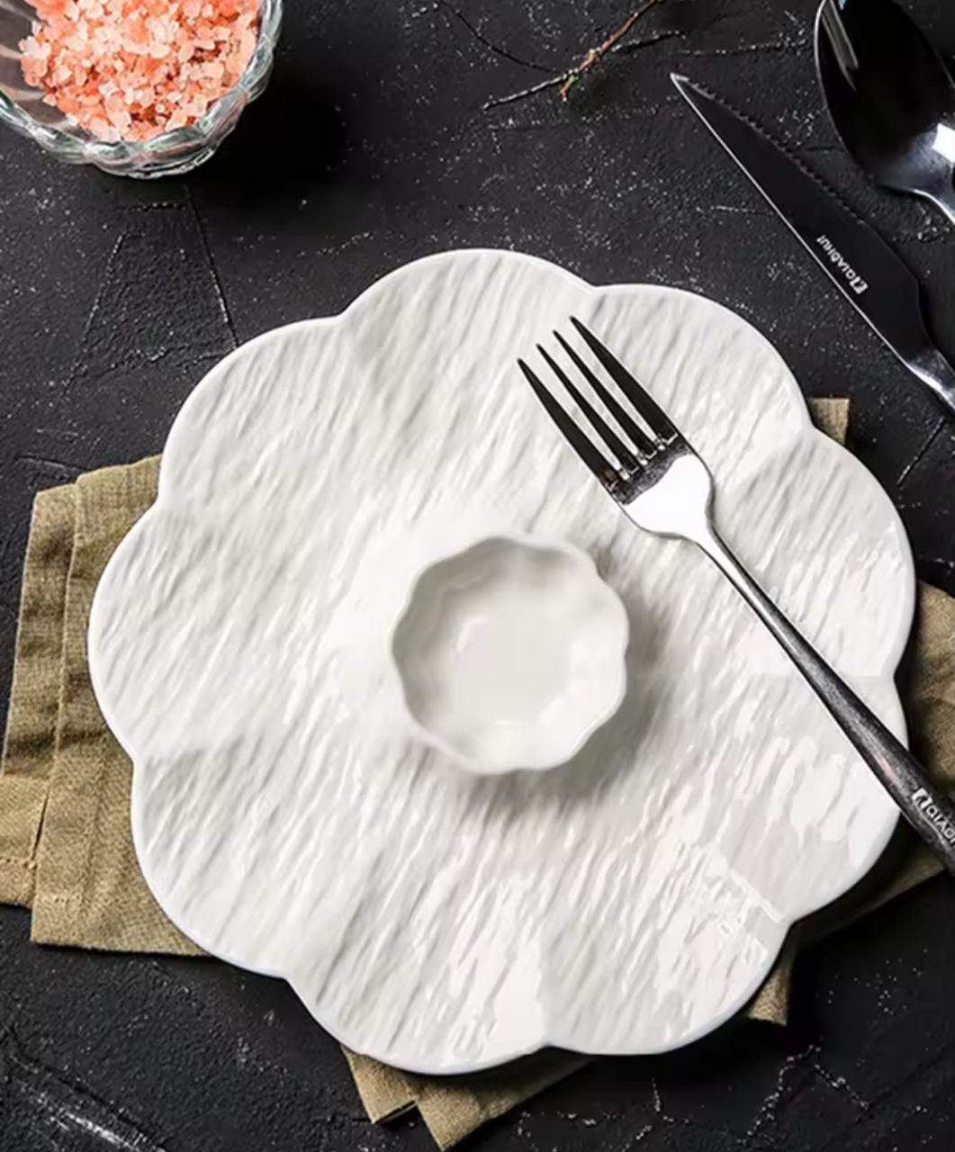 PETAL SERVE CERAMIC DUMPLING PLATTER