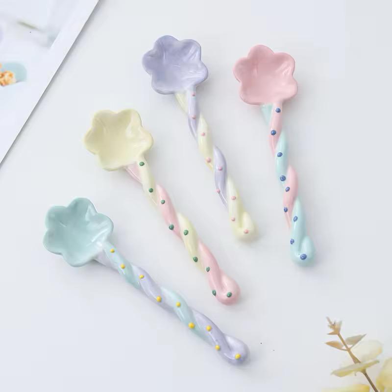 Whimsical Bloom Ceramic Spoons