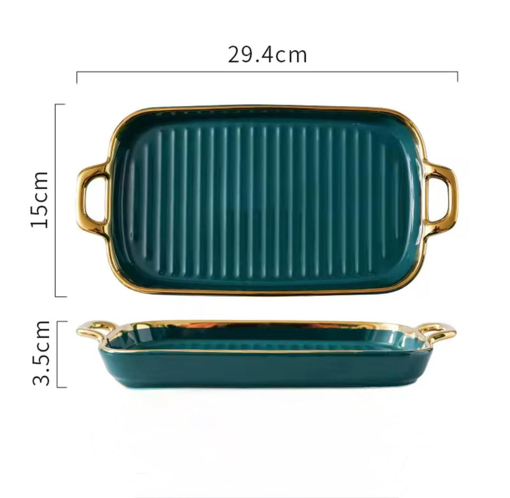 Glided Grove Ceramic Rectangle Serving Tray