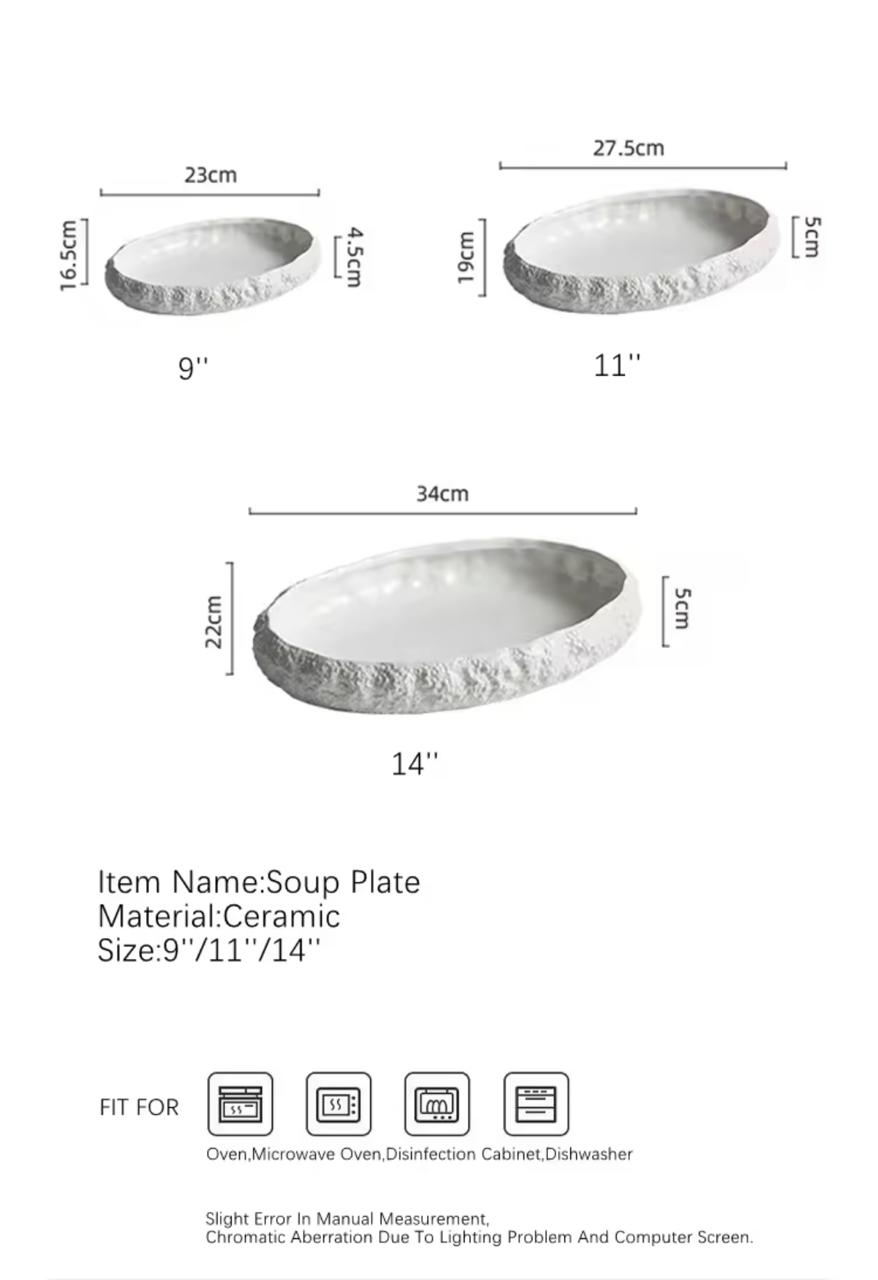 Pebble Charm Oval Shape Ceramic Serving Bowl