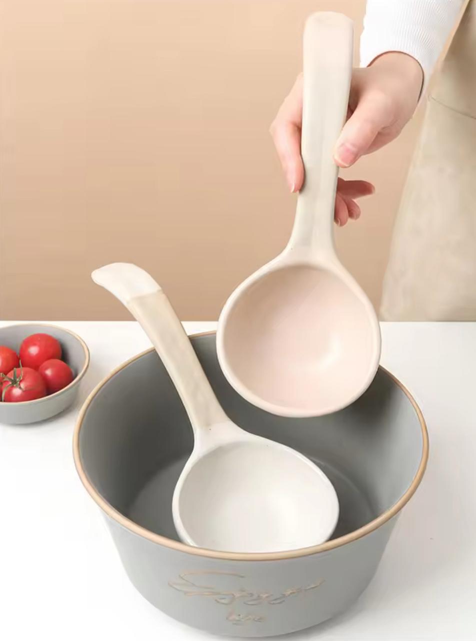 Dual-Tone Ceramic Ladle Serving spoon– Matte Finish