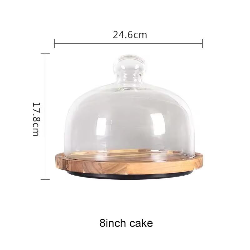 360° Rotating Acacia Wooden Platter with Clear Dome