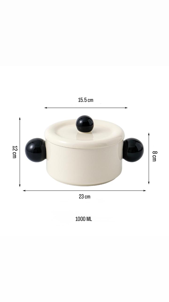 SphereKnob Ceramic Casserole with Lid – 1000 ml