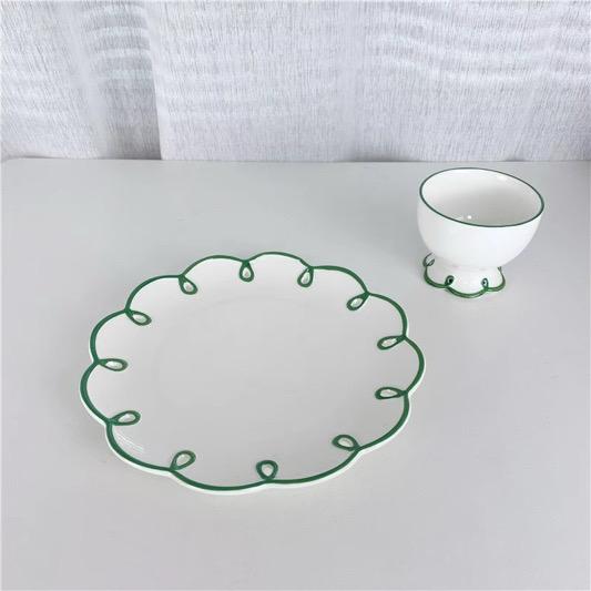 Flower Border Snack Plate Set