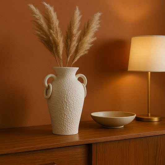 Aria Ring-Handle Tall Ceramic Vase