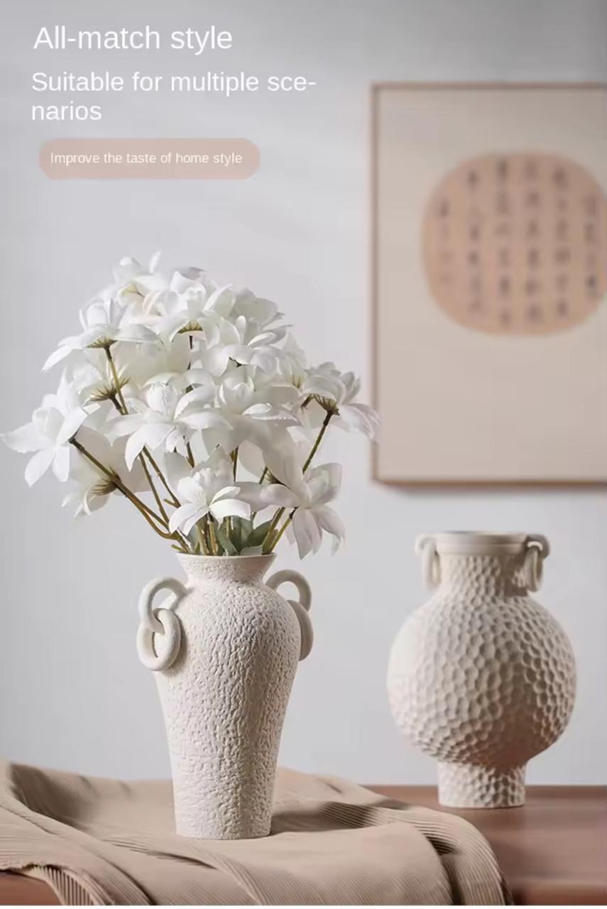 Aria Ring-Handle Tall Ceramic Vase